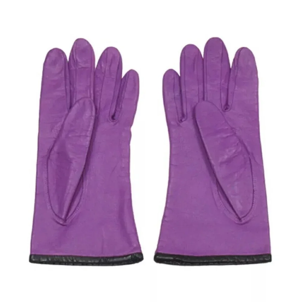 SAINT LAURENT gloves YSL logo leather Authentic Used